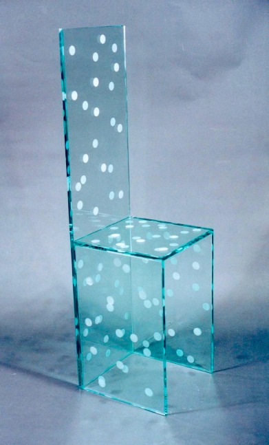 Robert Wilson "Fritzi's Chair" 1999 Etched tempered glass 42 1/2 x 11 3/4 x 12"