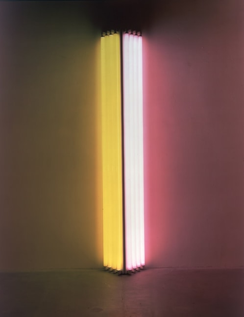 Dan Flavin "Untitled (Fondly to Margo)" 1986 Pink and yellow fluorescent lights 96 x 16 3/4 x 8 3/8"