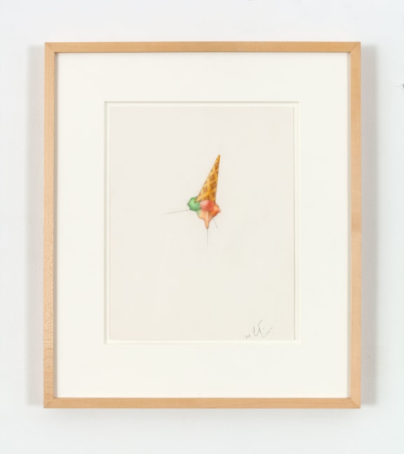 Claes Oldenburg &amp; Coosje van Bruggen Proposal for a Sculpture in the Form of a Dropped Cone, for Neumarkt Galerie, Cologne, 1998 pencil and colored pencil 11 13/16 x 9 5/16 in. (30 x 23.7 cm); frame: 18 1/2 x 16 in (47 x 40.6 cm)