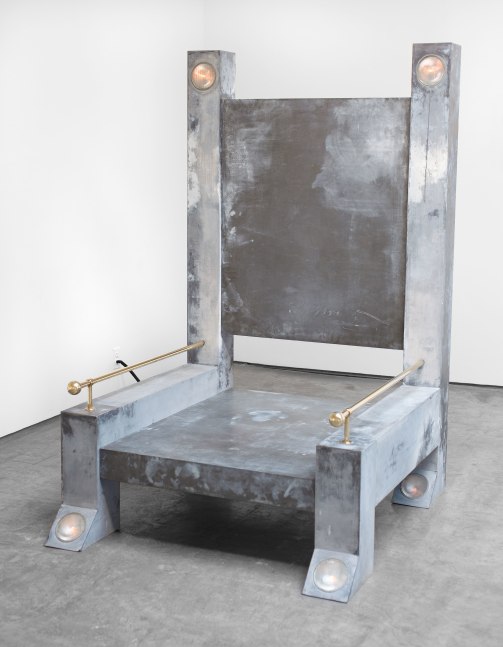 Robert Wilson Queen Victoria Chairs, from “A Letter from Queen Victoria”, 1974 lead over plywood, brass, electric lights set of two each: 68 1/2 x 47 1/2 x 47 1/2 inches (174 x 120.7 x 120.7 cm) Edition of 6