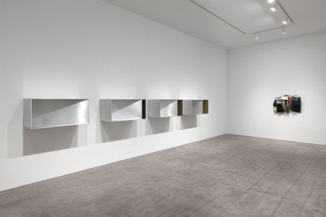 Installation view, John Chamberlain & Donald Judd, November 2 – December 14, 2019