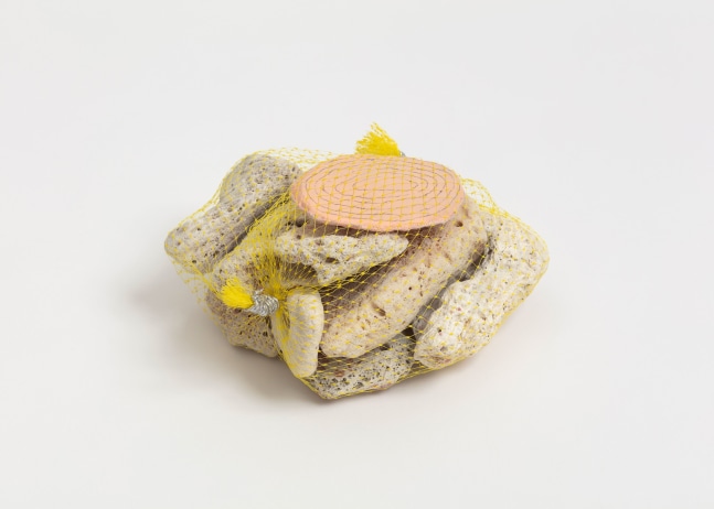 Veronica Ryan Dormant Bundle, 2018 coral, mango seed, plastic, tape, plastic net, elastic 4 1/2 x 8 x 7 1/2 in. (11.4 x 20.3 x 19.1 cm)