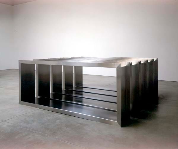 Donald Judd &quot;Untitled&quot; 1968 Stainless steel Overall 48&quot; x 120&quot; x 120&quot;