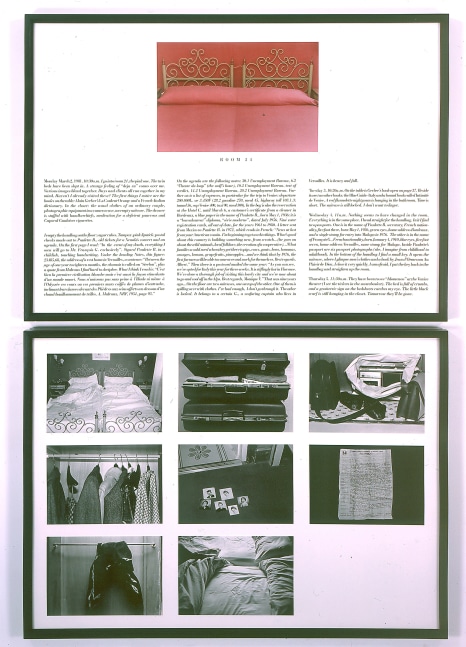 Sophie Calle "The Hotel, room 24, March 2" 1986 Gelatin silver prints with ektachrome print / collage 41 1/8 x 57 1/8" each