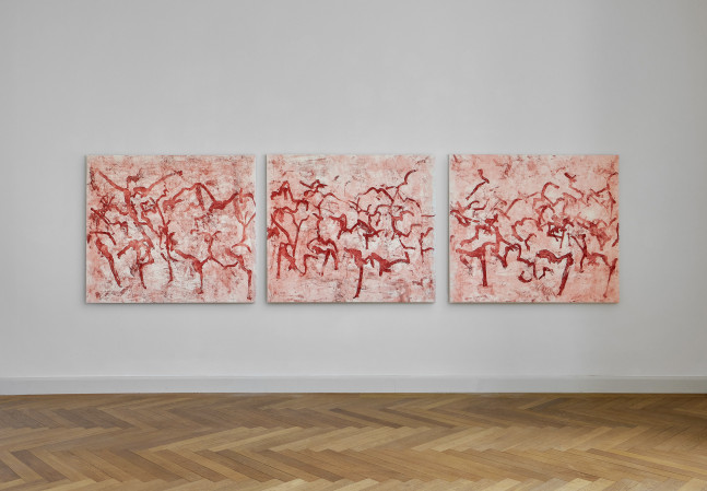 Beatrice Caracciolo Bosco Lontano III (Triptych), 2019 mixed media on paper, mounted on canvas overall: 57 x 196 in. (145 x 498 cm)
