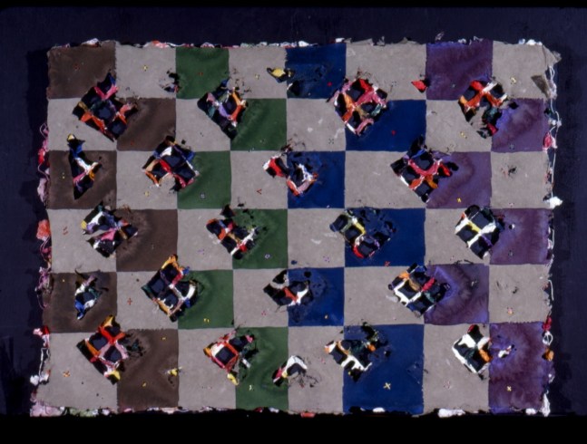 Alan Shields &quot;Rainbow Acid Rain&quot; 1985 Watercolor, thread, string, pencil on four sheets handmade paper 26&quot; x 37&quot;