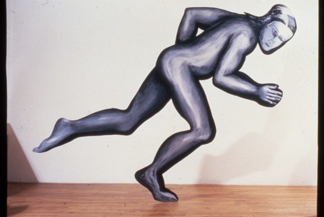 Jonathan Borofsky &quot;Running Man at 2,550,116&quot; 1978-79 Acrylic on plywood 89 1/2&quot; x 110 1/4&quot;