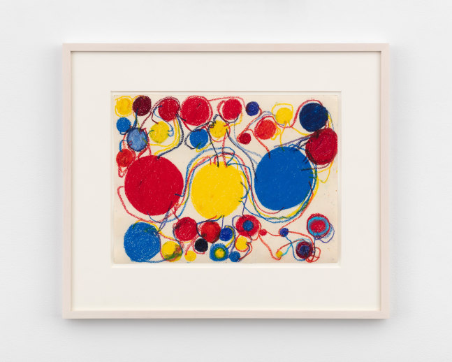 Atsuko Tanaka Untitled, 2001 crayon on paper 12 x 15 7/8 in (30.4 x 40.3 cm) framed: 19 1/2 x 23 x 1 1/4 in (49.5 x 58.4 x 3.1 cm)