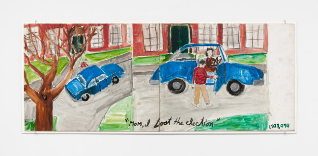 Jonathan Borofsky Mom, I Lost the Election at 1,933,095, 1972 oil on canvas board, 2 parts each: 16 x 20 in. (40.6 x 50.8 cm) overall: 16 x 40 in. (40.6 x 101.6 cm)