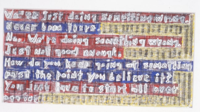 Michael Hurson "The Woodward/Bernstein Drawing" 1994 Pencil, egg tempera, ink, and conte crayon on paper 13 1/2" x 27"