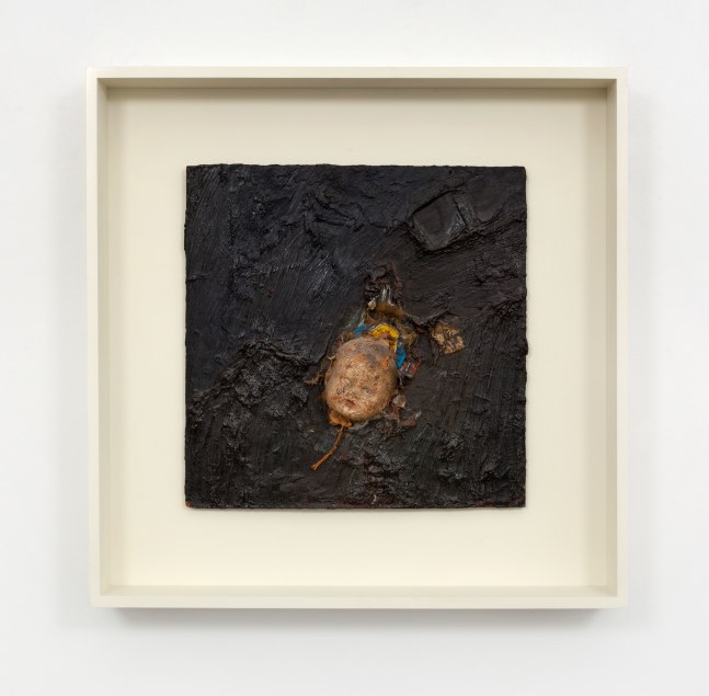 Bruce Conner FLOATING HEAD, 1958-59 mixed media and epoxy on board 17 x 17 in. (43.2 x 43.2 cm) frame: 26 x 26 x 4 3/4 in. (66 x 66 x 12.1 cm)