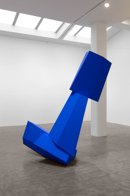 Joel Shapiro Really Blue (after all), 2016 wood and casein 103 x 79 x 50 in. (261.6 x 200.7 x 127 cm)