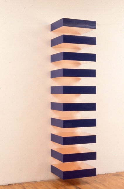 Donald Judd &quot;Untitled&quot; 1989 Copper, blue plexiglass 114&quot; x 27&quot; x 24&quot; overall
