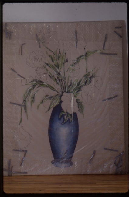 Jonathan Borofsky &quot;Acrylic on unprimed canvas with bubble wrap &amp; duct tape at 2,680,377&quot; 1978-80 Canvas, bubble wrap, duct tape 113 1/2&quot; x 92&quot;