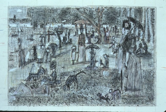 Michael Hurson "Seurat Drawing #3" 2001 Graphite, ink, color pencil, White-out on paper 10 7/8 x 15 in.
