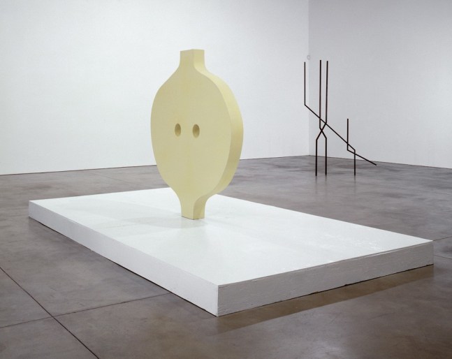 Robert Grosvenor "Albatrun" 2002 Aluminum, wood and paint Steel: 100 1/2 x 63 x 15 1/4 in. Aluminum on base: 76 1/2 x 6 1/4 in. Base: 8 3/4 x 191 3/4 x 96 in.