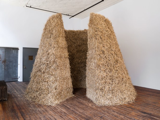 Meg Webster, Soft Broch, 1984/2022, hay 12 x 12 x 12 ft (365.8 x 365.8 x 365.8 cm)