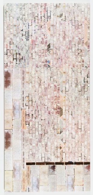 Kelley Walker "Untitled" 2008 four-color process silkscreen on canvas with El Pais, September, 14 2008 74 x 162 in.