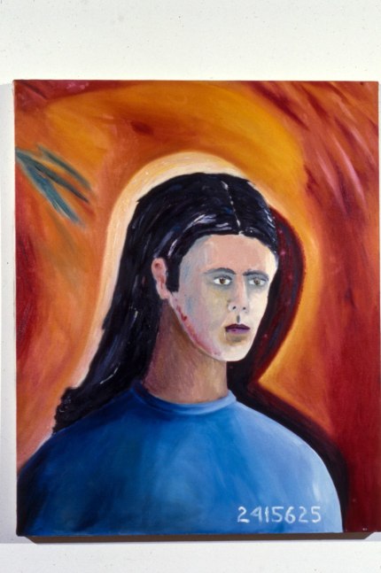 Jonathan Borofsky &quot;Self-portrait with shadow at 2,415,625&quot; 1976 Oil on Canvas 30&quot; x 24&quot;