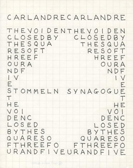 Carl Andre "Untitled" 1997 Pen on graph paper 10 x 7 3/4 in.