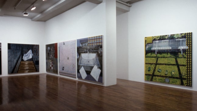 Installation view, Air: 24 Hour, Paula Cooper Gallery, 155 Wooster Street, New York, October 3 - 31, 1992. © Jennifer Bartlett. Courtesy Paula Cooper Gallery, New York, Marianne Boesky Gallery, New York, and The Jennifer Bartlett 2013 Trust. Photo: Geoffrey Clements.