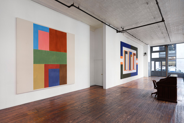 Installation view, David Novros – Paintings, September 30–December 18, 2022, 101 Spring Street, Judd Foundation, New York.