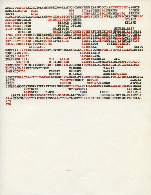 Carl Andre YUCATAN (detail), 1972, color photocopy on typewriter paper  26 sheets, each sheet: 11 x 8 1/2 inches (27.9 x 21.6 cm)
