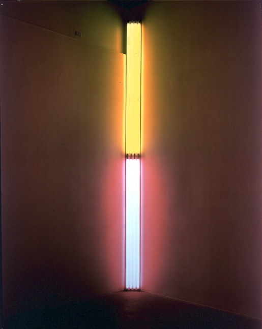 Dan Flavin "Untitled (Fondly to Margo)" 1986 Pink and yellow fluorescent lights 192 x 8 3/8 x 8 3/8"