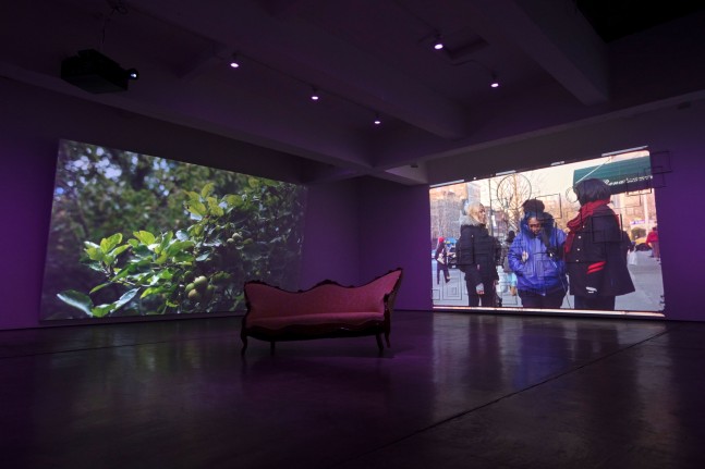Ja'Tovia Gary THE GIVERNY SUITE, 2019 film, 39:56 minutes, three-channel installation, stereo sound, HD and SD video footage, color/black & white, 1920 x 1080, 16:9 aspect ratio  dimensions variable Edition of 5, + 2 APs