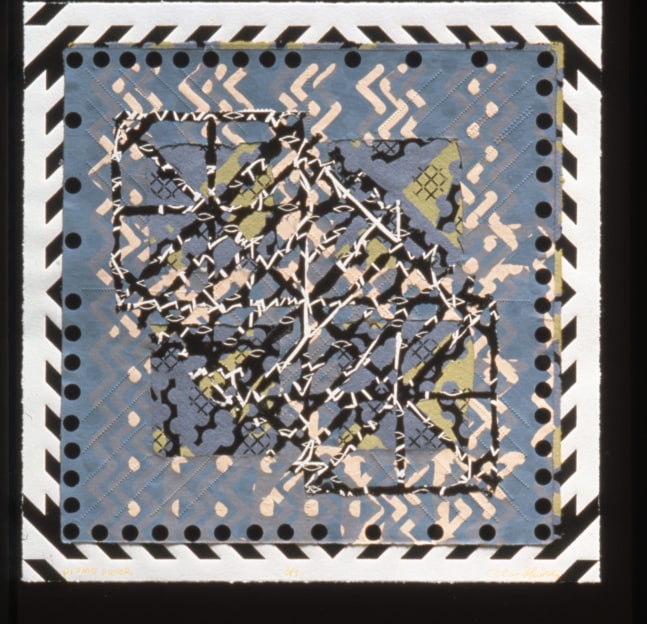 Alan Shields &quot;Godwit&quot; 1992 Woodcut, relief, lithograph, collage in 8 colors on layered handmade paper 26&quot; x 26&quot;