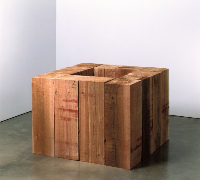 Carl Andre "4 Hollow Square" 2008 12 Western red cedar timbers overall: 36 x 12 x 12 in.