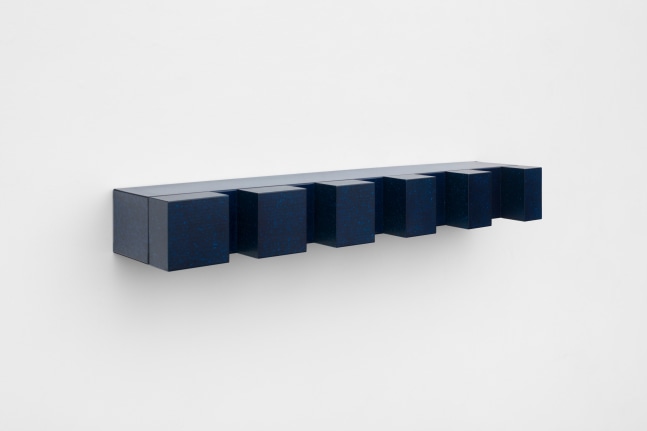 Donald Judd Untitled, (detail), 1969 blue lacquer on galvanized iron 5 x 40 x 9 in. (12.7 x 101.6 x 22.9 cm)