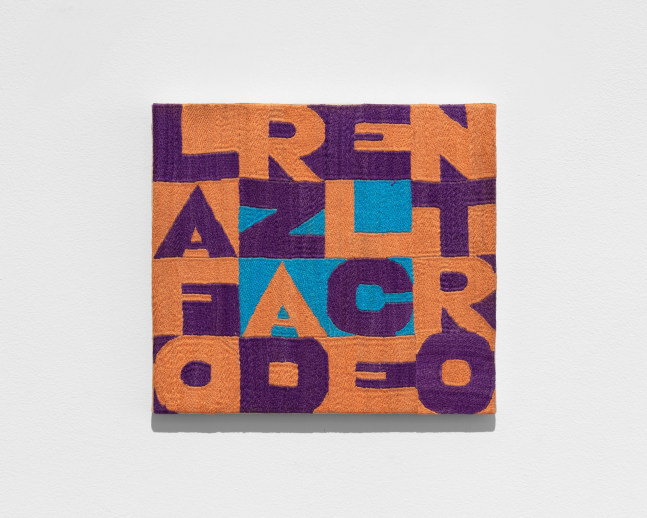 Alighiero e Boetti, La Forza del Centro, 1990, embroidery 8 1/2  x 9 5/8 in. (21.6 x 24.4 cm)