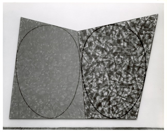 Robert Mangold &quot;Red Ellipse/Green Ellipse&quot; 1987 Acrylic and pencil on canvas 85 1/2&quot; x 126&quot;