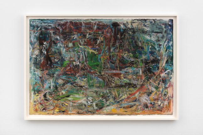 Cecily Brown A Day Appearing Dream, 2020 pastel, water color and ink on paper 40 x 60 in. (101.6 x 152.4 cm), frame: 44 x 64 x 2 1/4 in. (111.8 x 162.6 x 5.7 cm)
