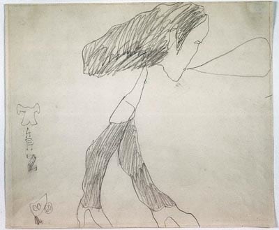 Claes Oldenburg "Street Chick with Talk Balloon - TARZ" 1960 Graphite on paper 12 15/16 x 16 5/8 in.