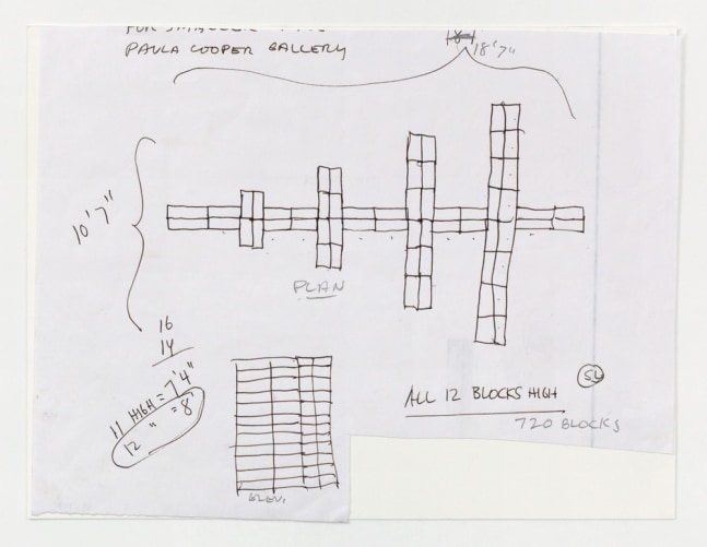 Sol LeWitt "Working Drawing for Cinderblock Structure" 2000 Ink and pencil on paper 8 3/8 x 11"