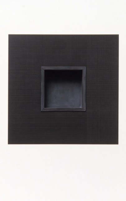Jackie Winsor &quot;Inset Wall Piece Black 2/10 Inch Graphite Grid with Stepped Inset&quot; 1995 Plaster, concrete, pigment and graphite 17 1/2&quot; x 17 1/2&quot; x 4 1/2&quot;