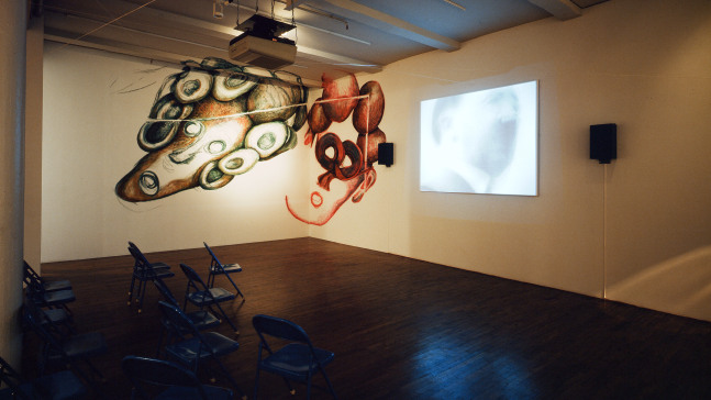 Installation view, String of Consciousness #3, Paula Cooper Gallery, 155 Wooster Street, New York, March 31 - April 24, 1993. © Jonathan Borofsky. Courtesy Paula Cooper Gallery, New York. Photo: Geoffrey Clements.