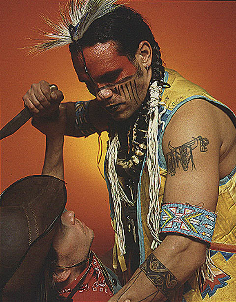 Andres Serrano "The Interpretation of Dreams (Cowboys and Indians)" 2000 Cibachrome, silicone, plexiglas, wood frame 60 x 49 1/2"