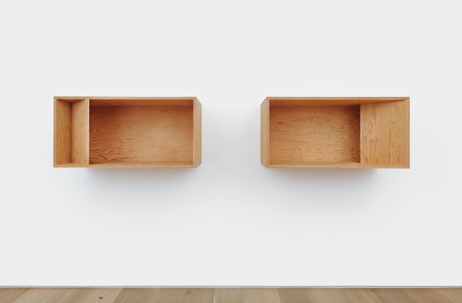 Donald Judd Untitled, 1989 douglas fir plywood 2 units, each: 19 5/8 x 39 3/8 x 19 5/8 in. (50 x 100 x 50 cm) overall: 19 5/8 x 98  x 19 5/8 in. (50 x 250 x 50 cm)