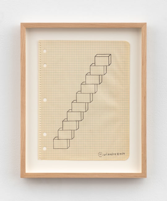 Carl Andre Untitled, 1959 graphite on graph paper 8 1/2 x 11 in. (21.6 x 27.9 cm) frame: 13 3/8 x 10 7/8 x 1 3/8 in. (34 x 27.6 x 3.5 cm)