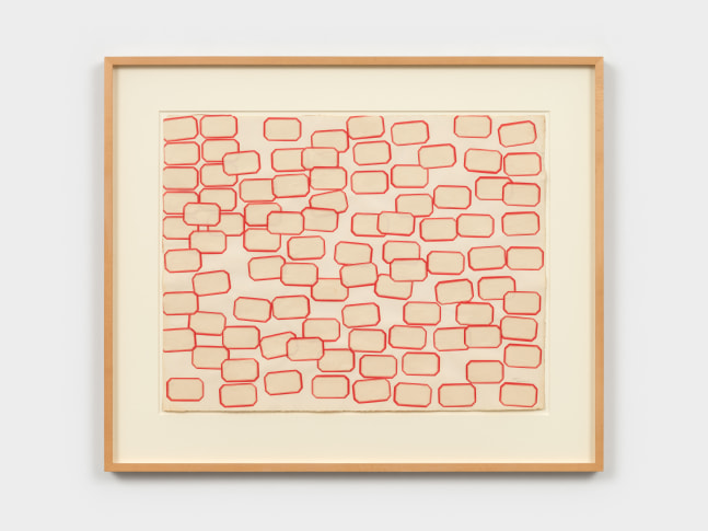 Yayoi Kusama, An Accumulation of Spaces (No. D.C), 1963, collage on paper, 19 3/4 x 25 1/2 in. (50.2 x 64.8 cm). © Yayoi Kusama. Courtesy Paula Cooper Gallery, New York. Photo: Steven Probert