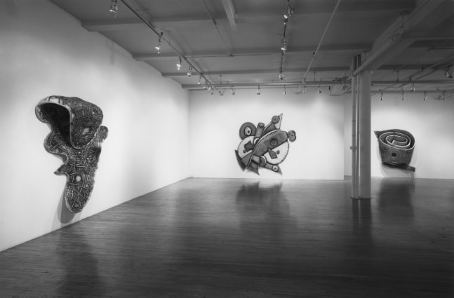 Installation view, Elizabeth Murray, Paula Cooper Gallery, 155 Wooster Street, New York, April 2 - 29, 1992. © 2025 Elizabeth Murray / Artists Rights Society (ARS), New York. Courtesy Paula Cooper Gallery, New York. Photo: Geoffrey Clements.