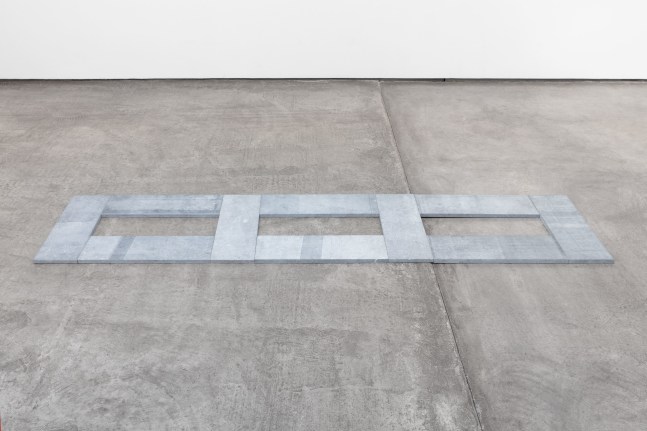 Carl Andre Limestone Tricel, 2009 10 unit Belgian blue limestone rectangle each: 1 x 23 1/2 x 7 7/8 in. (2.5 x 60 x 20 cm) overall: 1 x 23 1/2 x 102 3/8 in. (2.5 x 60 x 260 cm)