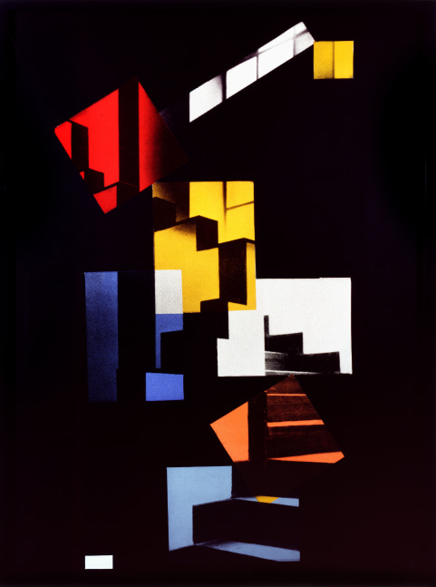 Sarah Charlesworth Café Aubette, 1982 black and white mural print, mounted with color adhesives and lacquered wood frame frame: 68 x 50 x 1 5/8 in. (172.7 x 127 x 4.1 cm) Edition 3 of 3, + 2 APs