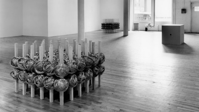 Installation view, Sculpture Jackie Winsor, Paula Cooper Gallery, 155 Wooster Street, New York, April 5 - May 5 1976. © Jackie Winsor. Courtesy Paula Cooper Gallery, New York. Photo: Geoffrey Clements.