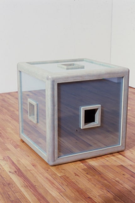 Jackie Winsor &quot;Green Layered Glass Piece&quot; 1986 Mirrored glass, wood, paint 31 x 31 x 31 inches