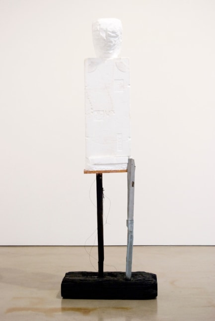 Huma Bhabha "Ghost" 2008 Wood, styrofoam, metal stud, acrylic paint, clay, wire 28 x 25 x 83 in.