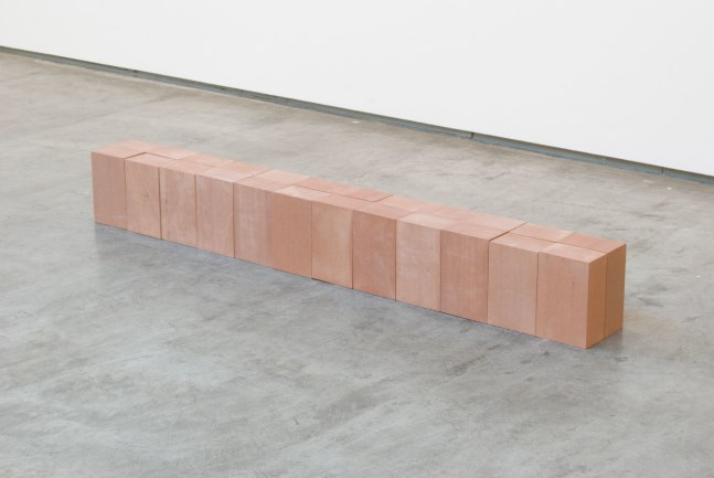 Carl Andre ISOHEDRON 2s x 12f on h, Edinburgh 1998 24 Scottish red sandstone bricks each: 8 3/8 x 5 3/8  x 3 3/8 in. (21.3 x 13.7 x 8.6 cm) overall: 8 3/8 x 64 1/2 x 6 3/4 in. (21.3 x 163.8 x 17.1 cm)